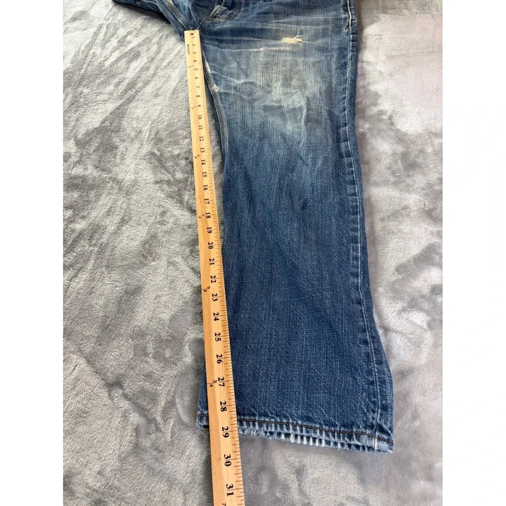 Levi's 514 Slim Straight Jeans Mens 36x30 Blue Denim Distressed Red Tab